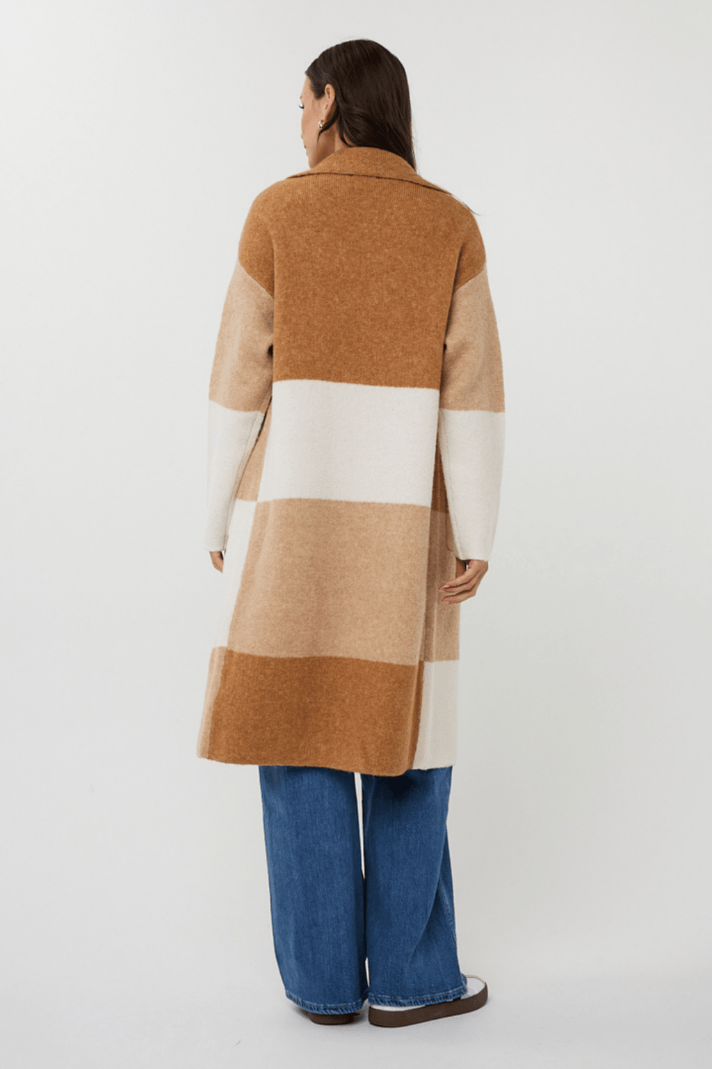 EsQualo 18507 Sand Cardigan Long Blocks - Dotique - EsQualo