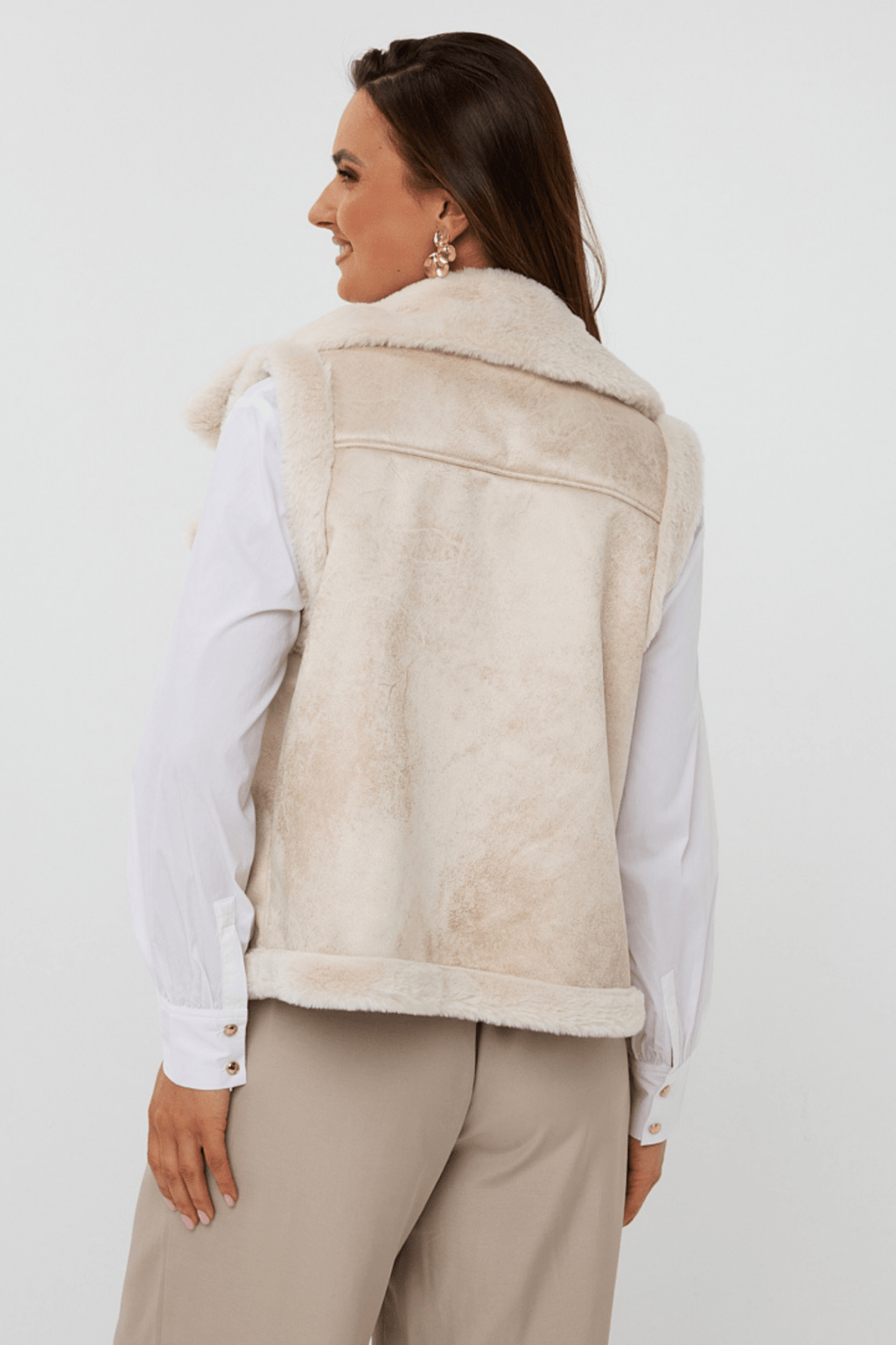EsQualo 37502 Beige Gillet Fur - Dotique - EsQualo
