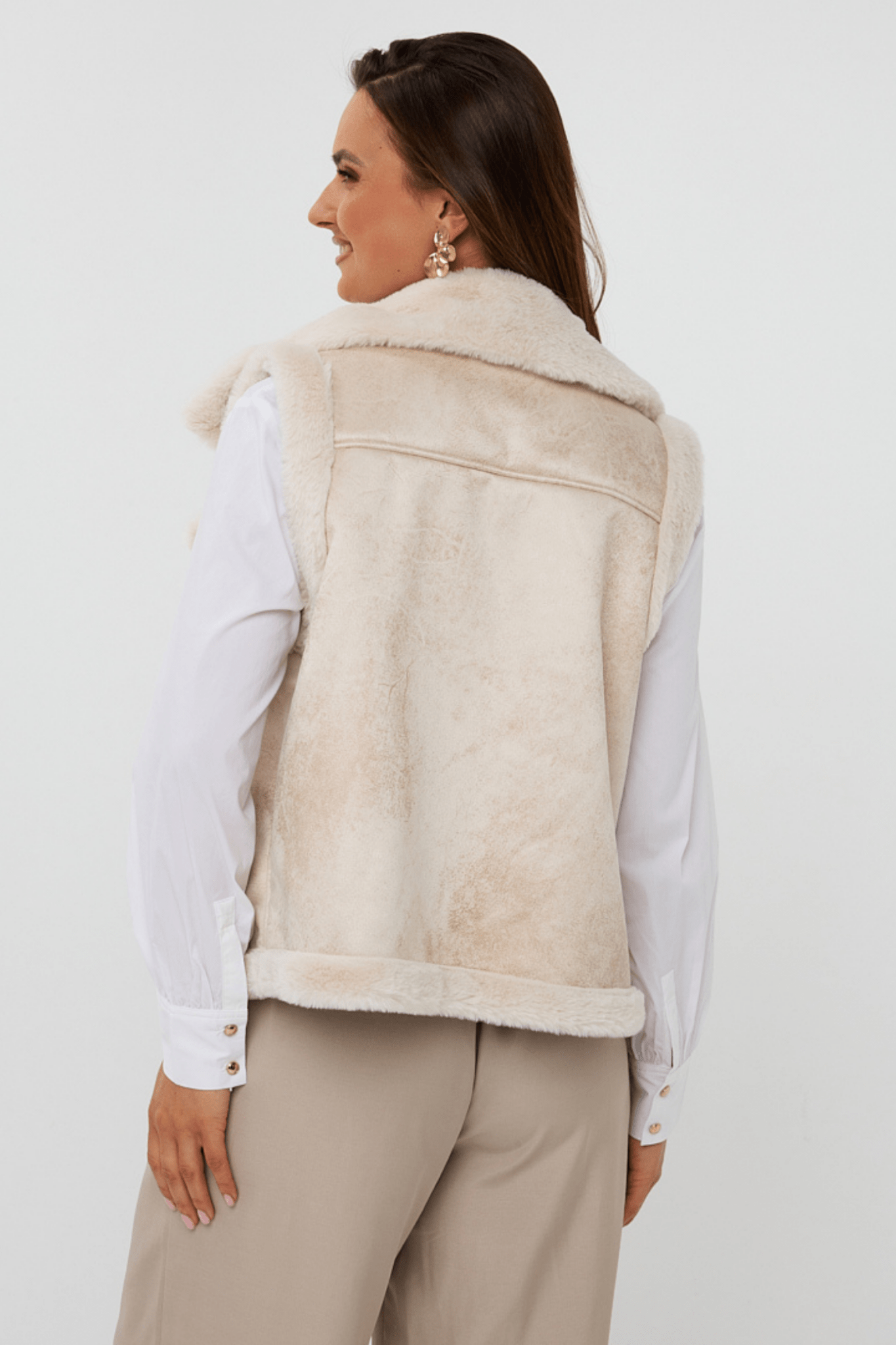 EsQualo 37502 Beige Gillet Fur - Dotique - EsQualo
