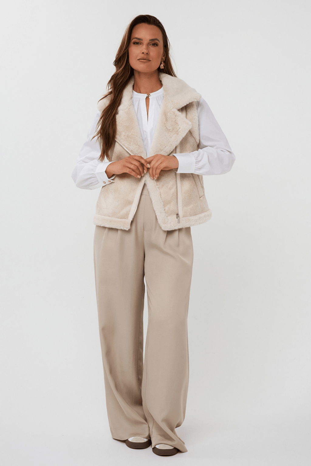 EsQualo 37502 Beige Gillet Fur - Dotique - EsQualo