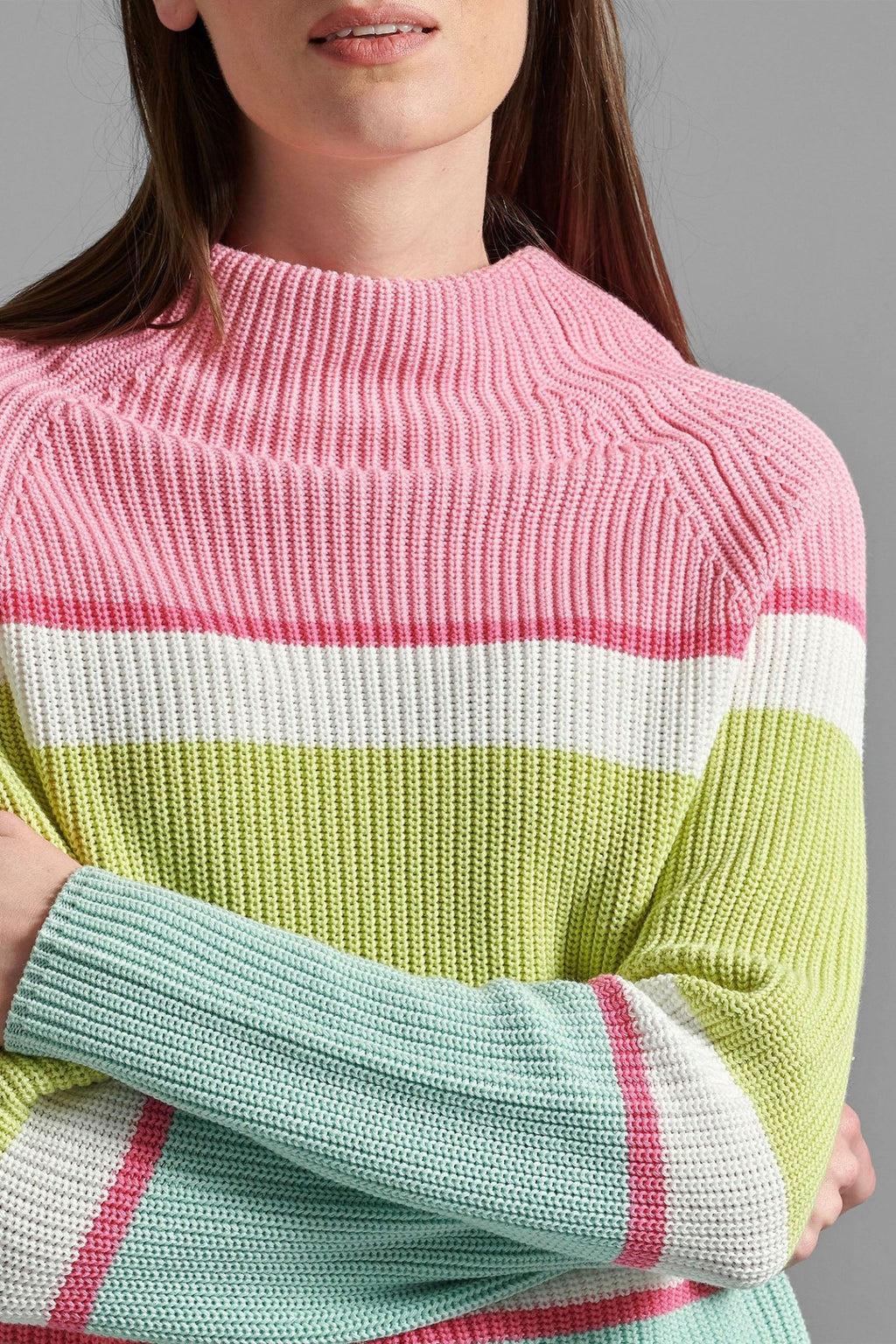 Eve in Paradise Ella 1071-24213-5201 Pink Green Stripe Jumper - Dotique