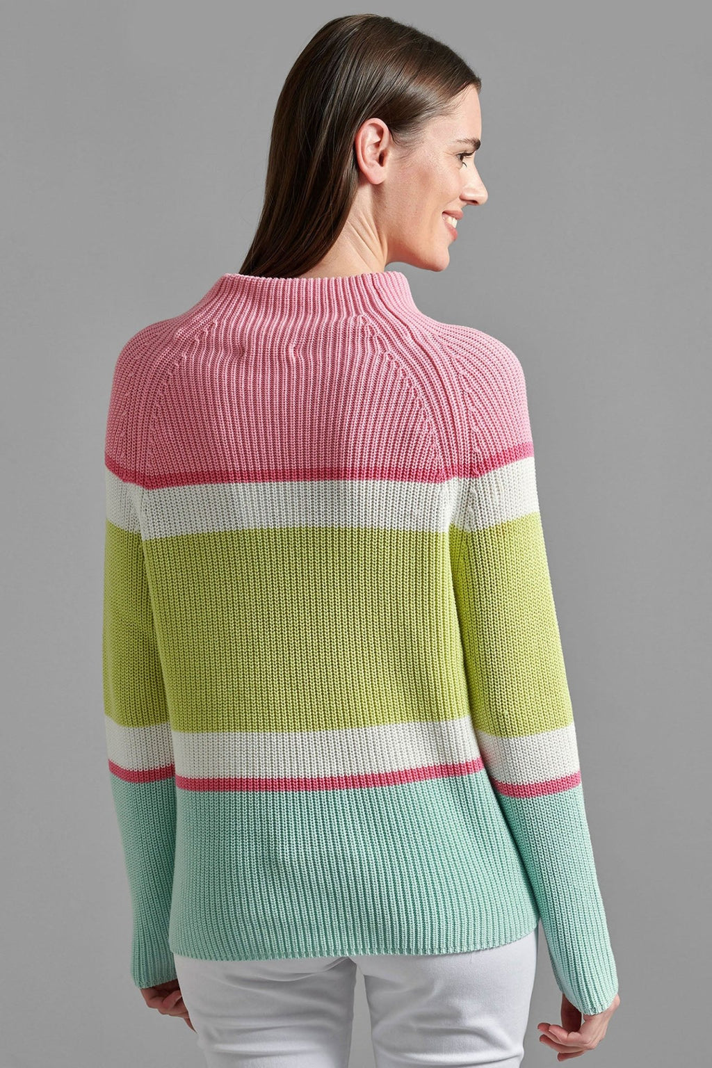 Eve in Paradise Ella 1071-24213-5201 Pink Green Stripe Jumper - Dotique