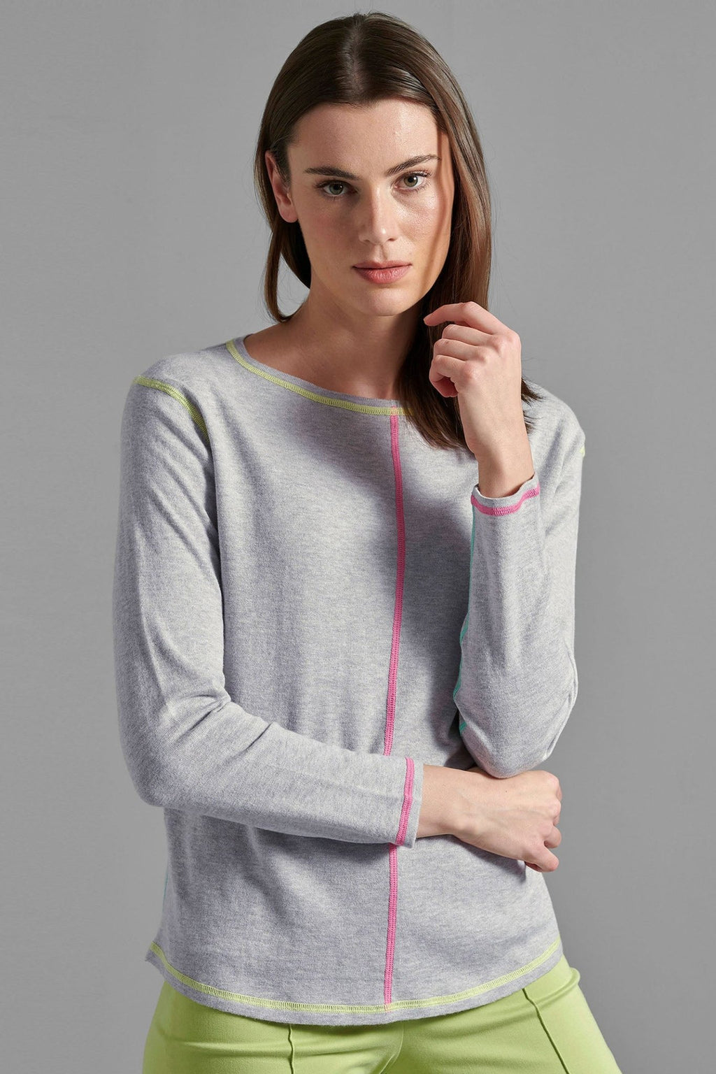 Eve in Paradise Flora 1070-24200-8002 Grey Wide Neck Jumper - Dotique