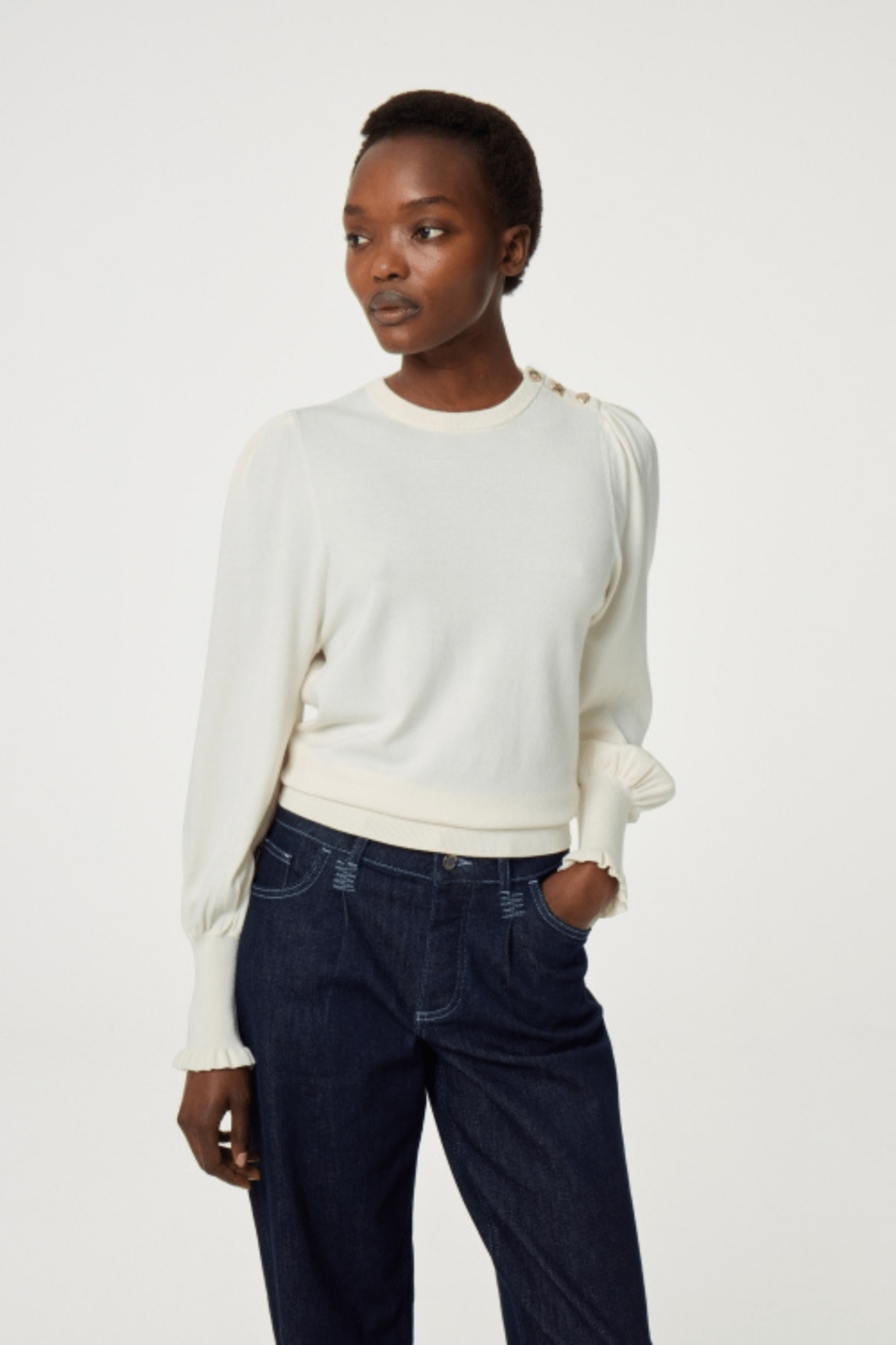 Fabienne Chapot 1009 Cosy White Molly Balloon Pullover - Dotique - Fabienne Chapot