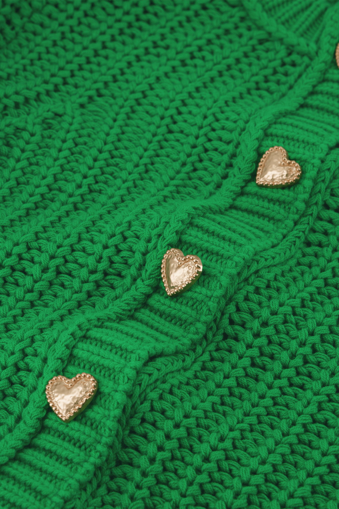 Fabienne Chapot green knitted cardigan with gold heart buttons front view – Dotique

