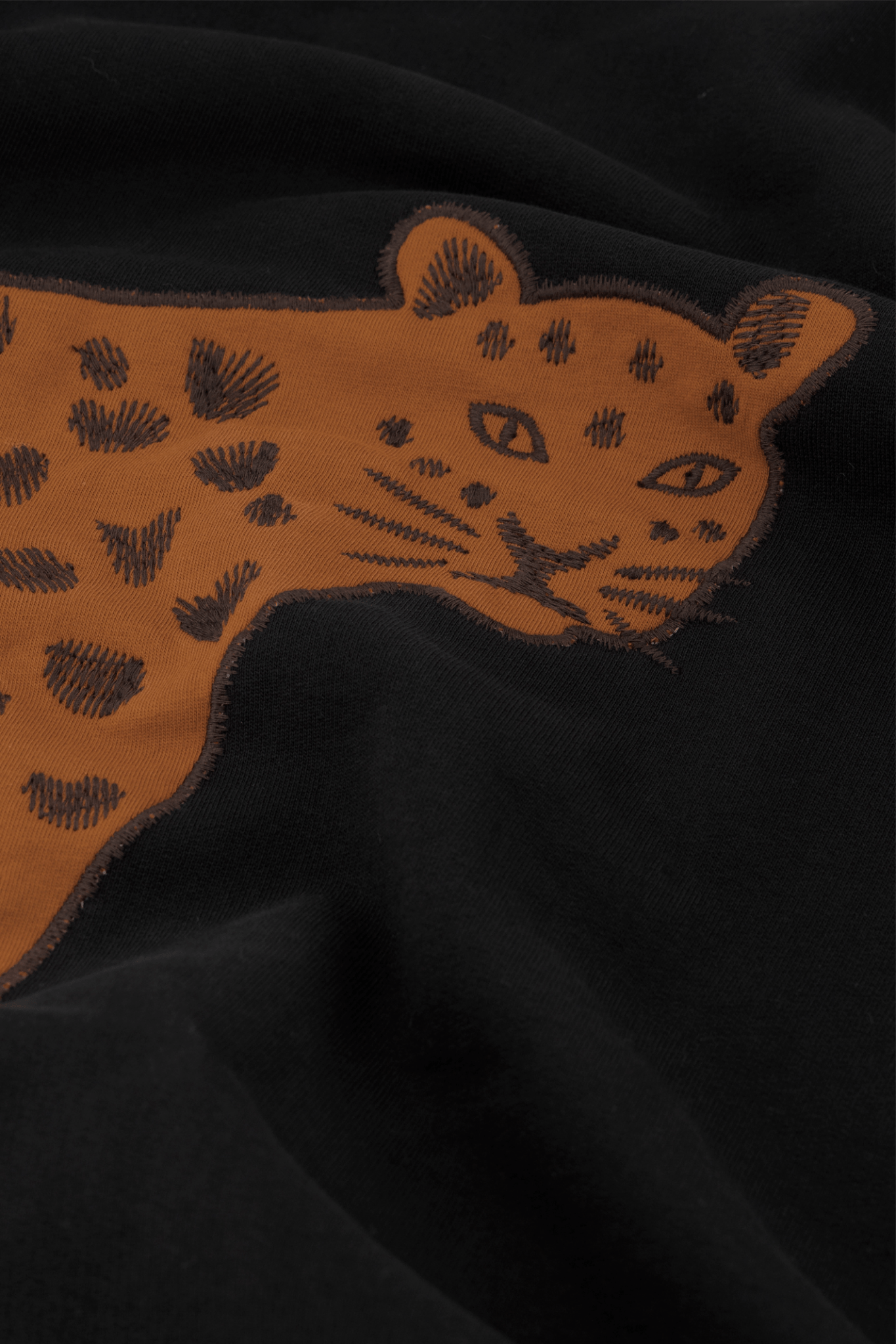 Fabienne Chapot black sweatshirt with brown leopard graphic front view – Dotique

