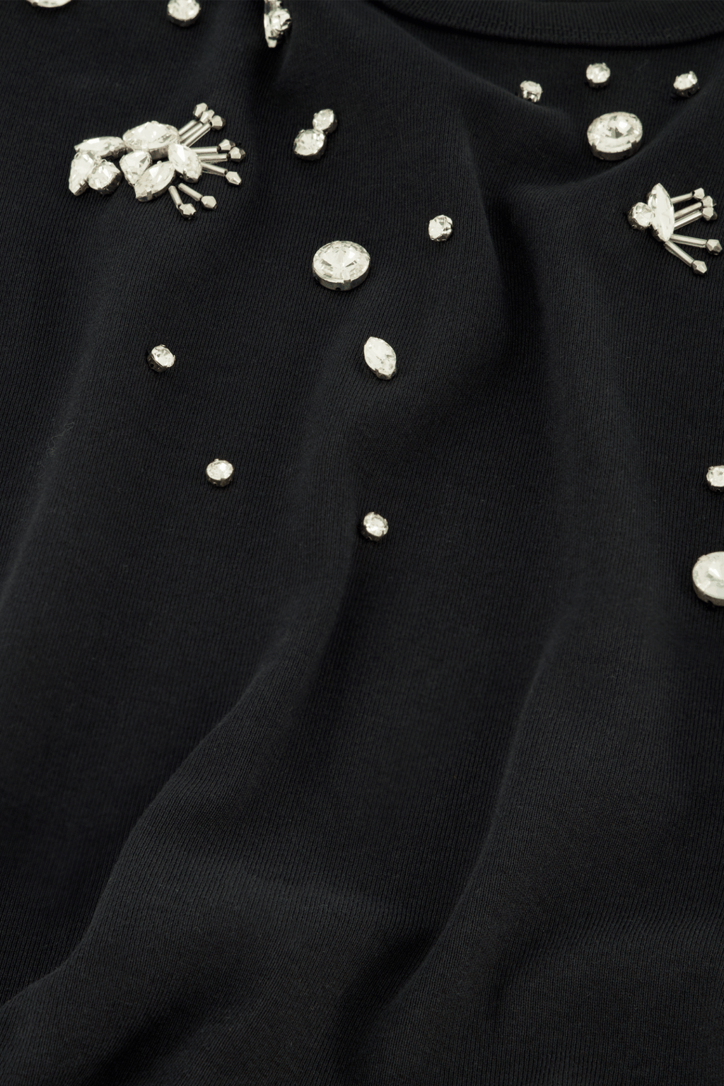 Fabienne Chapot black short sleeve t-shirt with silver embellishments front view – Dotique

