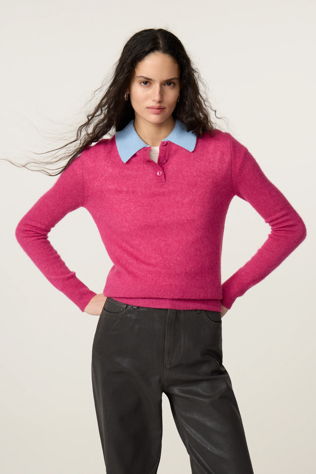 Woman wearing Fabienne Chapot Barbara Pullover Fab Fucshia by Fabienne Chapot, shop Fabienne Chapot at Dotique.