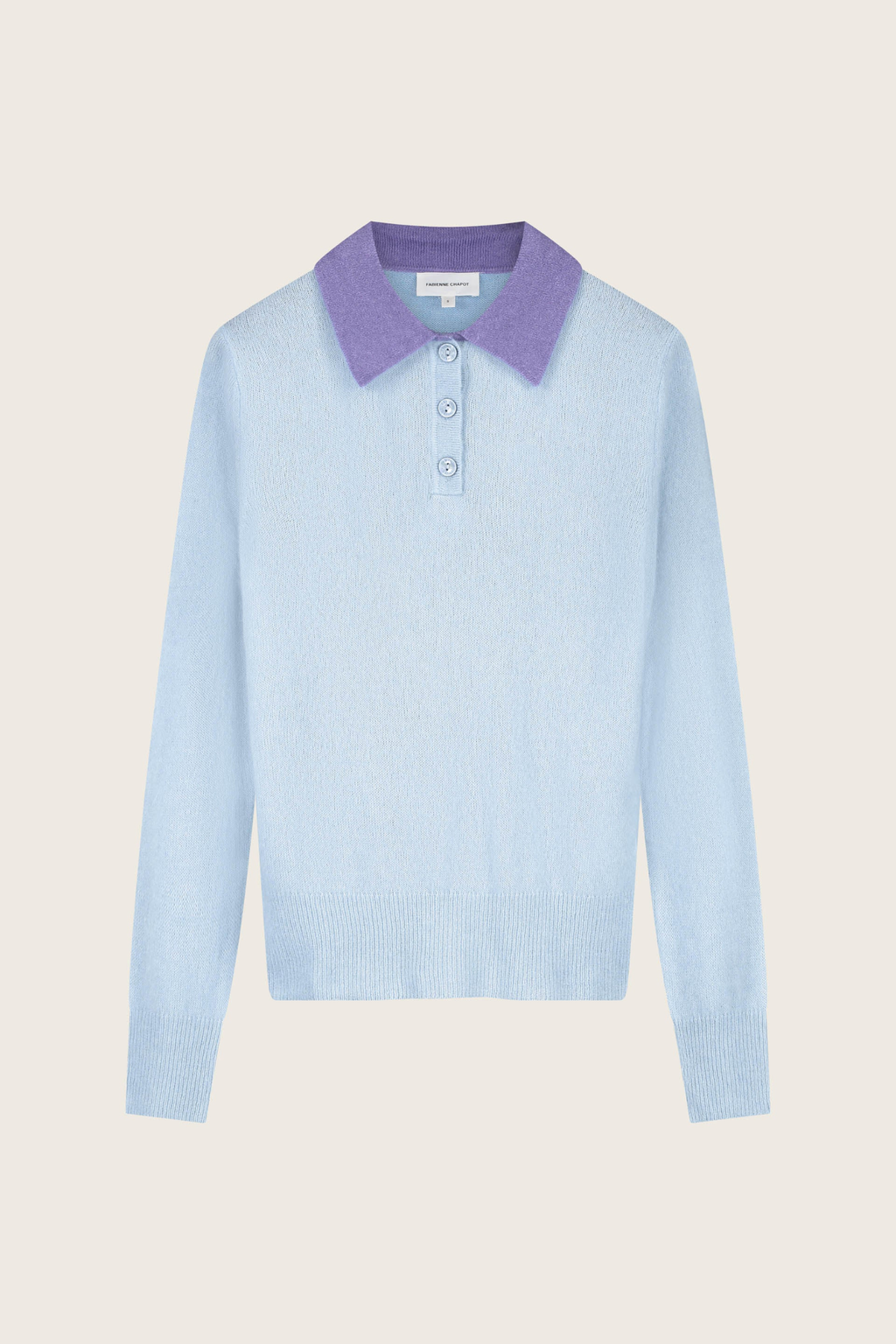 Fabienne Chapot Barbara Pullover in Icey Blue with purple collar – Dotique