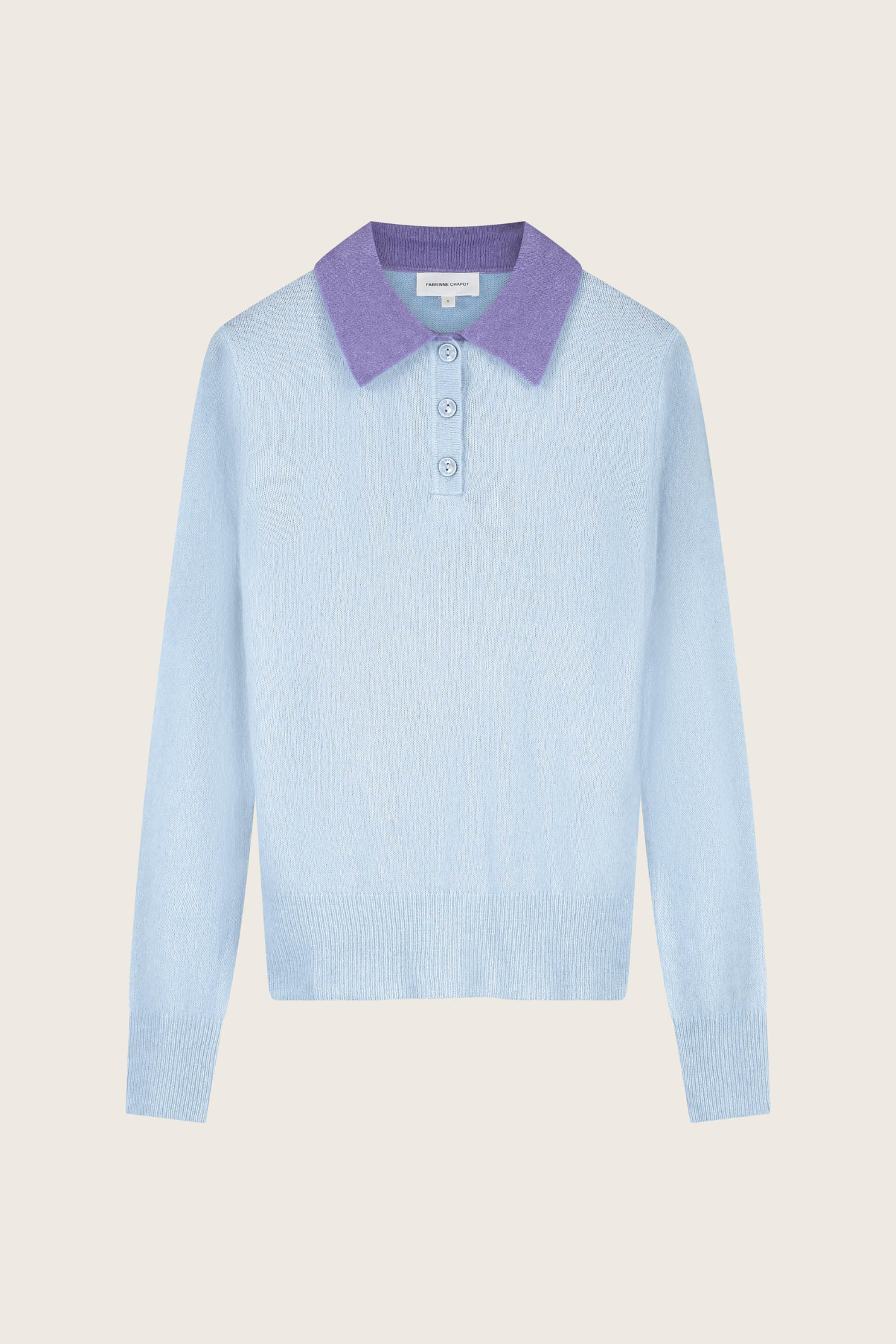Fabienne Chapot Barbara Pullover in Icey Blue with purple collar – Dotique