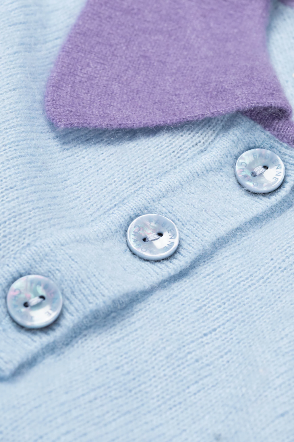 Fabienne Chapot Barbara Pullover in Icey Blue with purple collar – Dotique