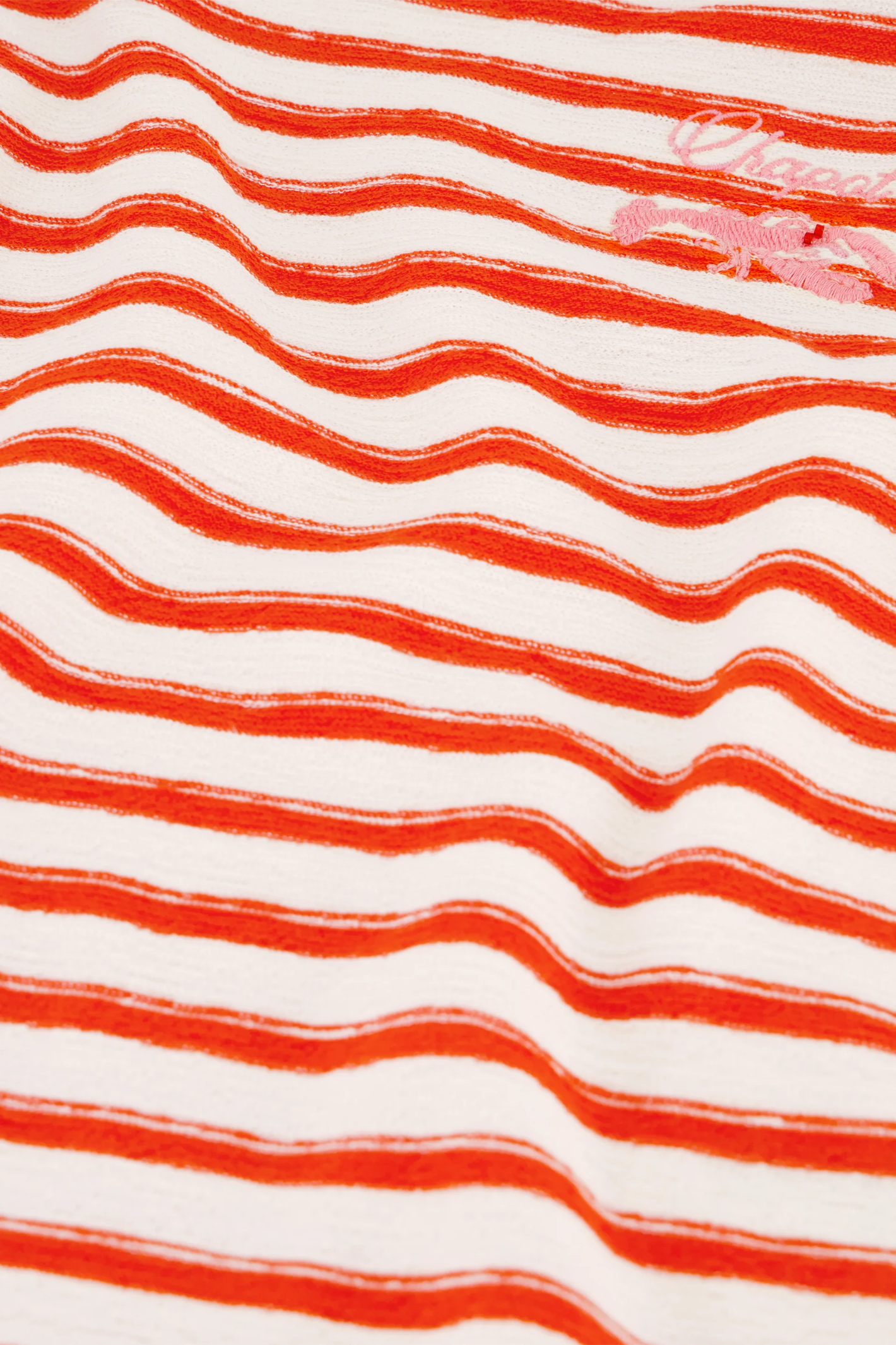 Fabienne Chapot Celina Top Cosy White/Tangerine Tango close-up of textured stripe detail in gallery position 1 shop Fabienne Chapot at Dotique