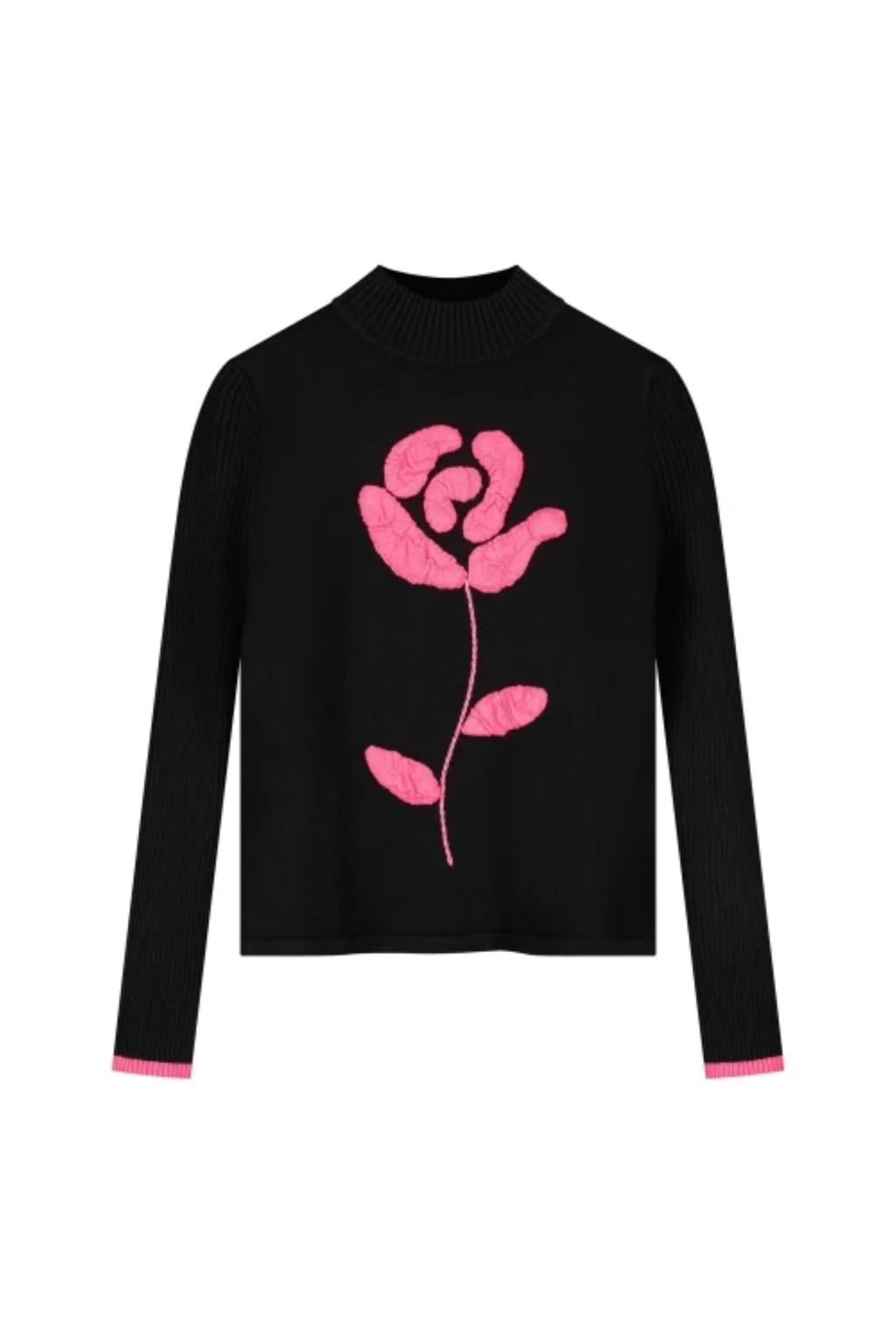 Fabienne Chapot Courtney Rose Pullover Black by Fabienne Chapot with pink floral detail, shop Fabienne Chapot at Dotique