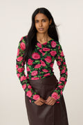 Woman wearing Fabienne Chapot Karlis Top Fab Fuchsia/Black by Fabienne Chapot, shop Fabienne Chapot at Dotique.