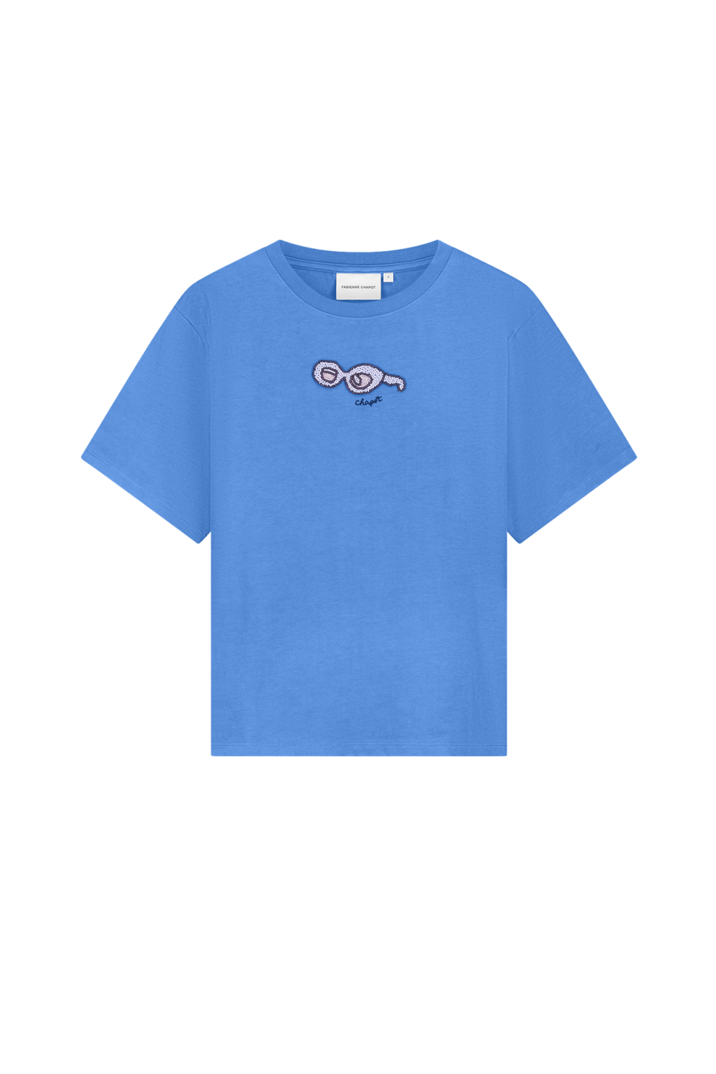 Fabienne Chapot Pearl T-shirt Marina Blue by Fabienne Chapot in soft blue with unique embroidery, shop Fabienne Chapot at Dotique.
