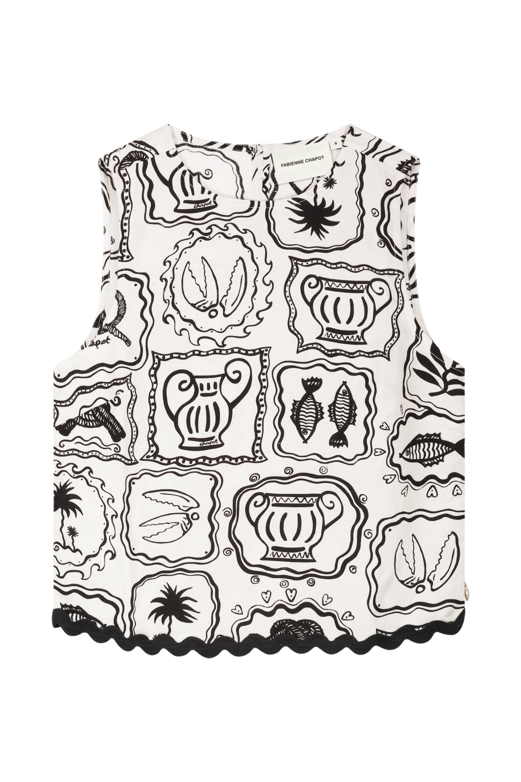 Fabienne Chapot Porto Top Cosy White/Black by Fabienne Chapot featuring black and white patterns, shop Fabienne Chapot at Dotique.