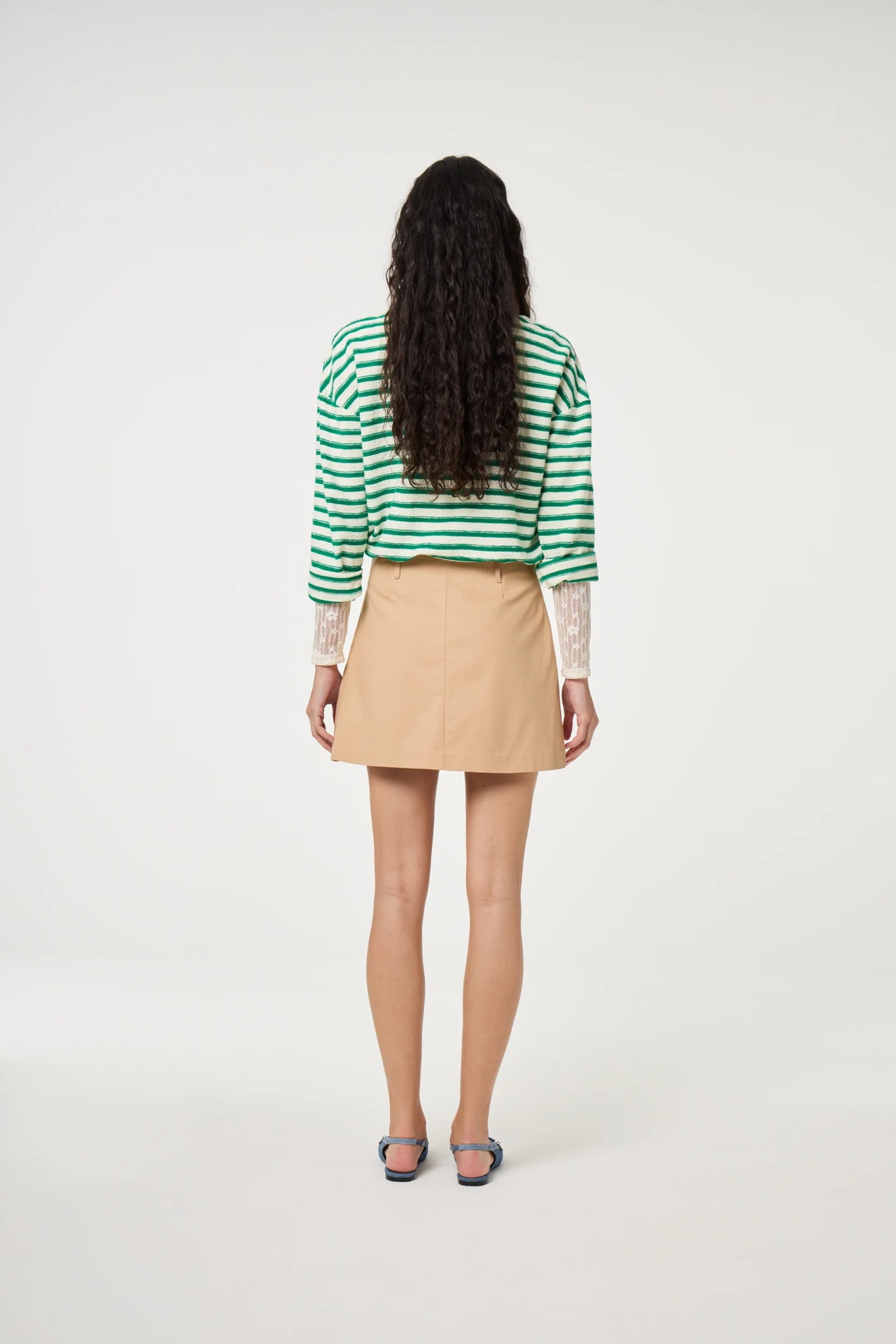 Fabienne Chapot Celina Top Cosy White/Green worn by model shown from back Shop Fabienne Chapot at Dotique