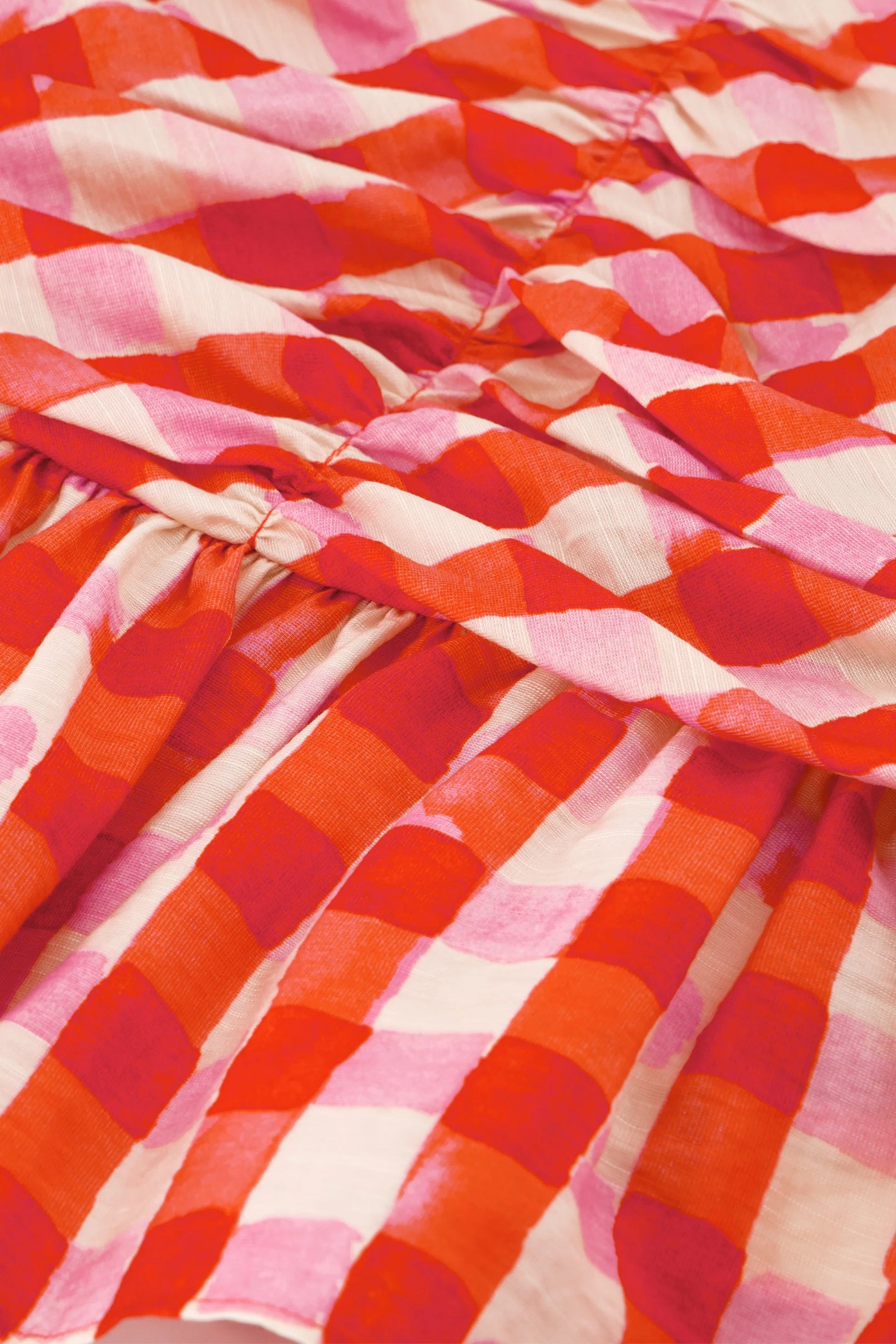 Fabienne Chapot Carletta Top Tangerine Tango/Cosy White vibrant patterned fabric detail Shop Fabienne Chapot at Dotique