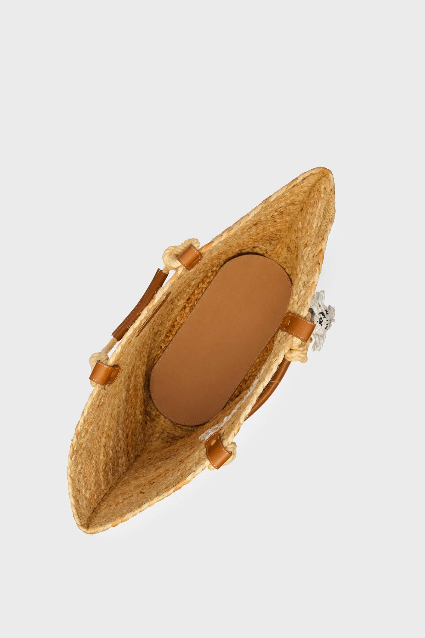 Top view of Fabienne Chapot Nico At Sea Bag Sand showing interior and rope handles shop Fabienne Chapot at Dotique