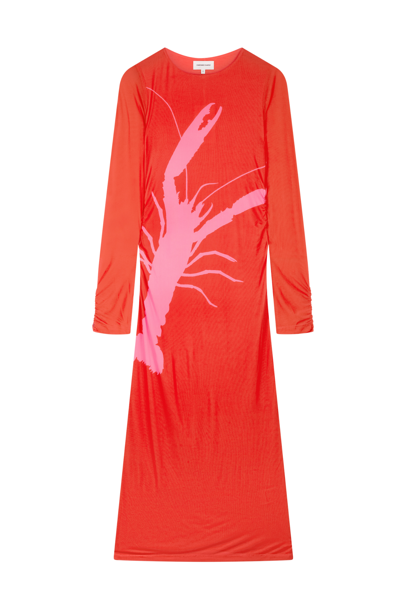Fabienne Chapot Sionara Dress Red/Pink with lobster print, shop Fabienne Chapot at Dotique for vibrant feminine style.