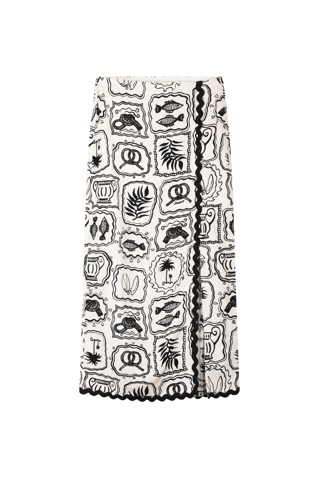 Fabienne Chapot Tila Skirt Cosy White/Black by Fabienne Chapot featuring black framed patterns, shop Fabienne Chapot at Dotique