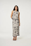 Model wearing Fabienne Chapot Tila Skirt Cosy White/Black by Fabienne Chapot, shop Fabienne Chapot at Dotique