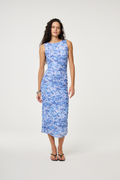 Model wearing Fabienne Chapot Zina Dress Sea of Sunglasses Blue featuring a sleeveless, fitted silhouette by Fabienne Chapot, shop Fabienne Chapot at Dotique.