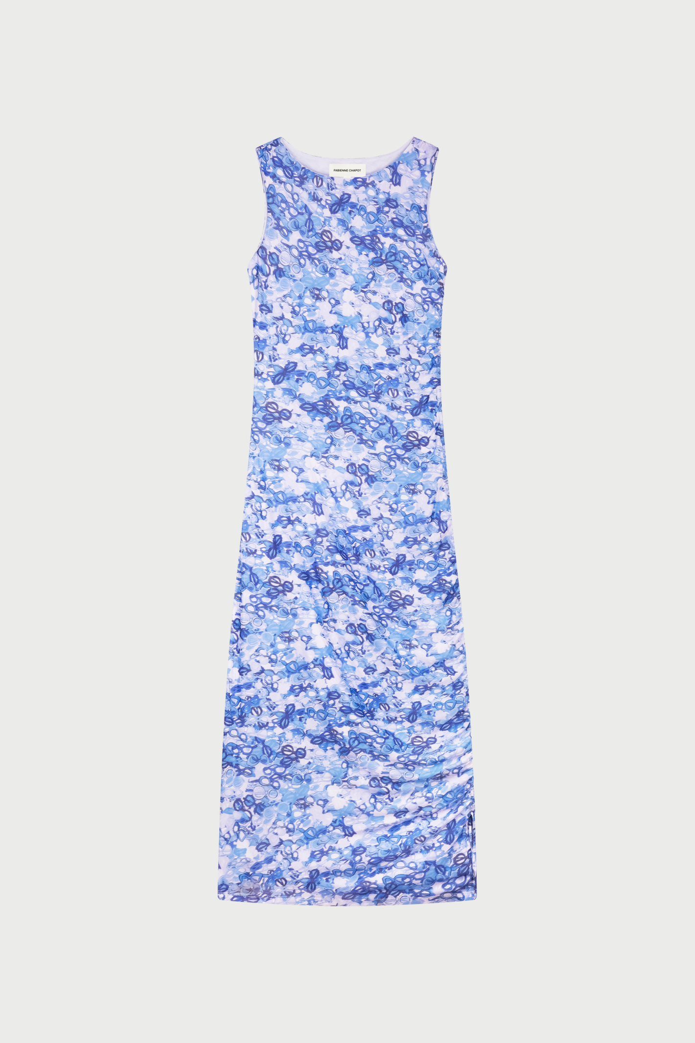 Sleeveless long dress in a blue sunglasses print by Fabienne Chapot, Fabienne Chapot Zina Dress Sea of Sunglasses Blue, shop Fabienne Chapot at Dotique.