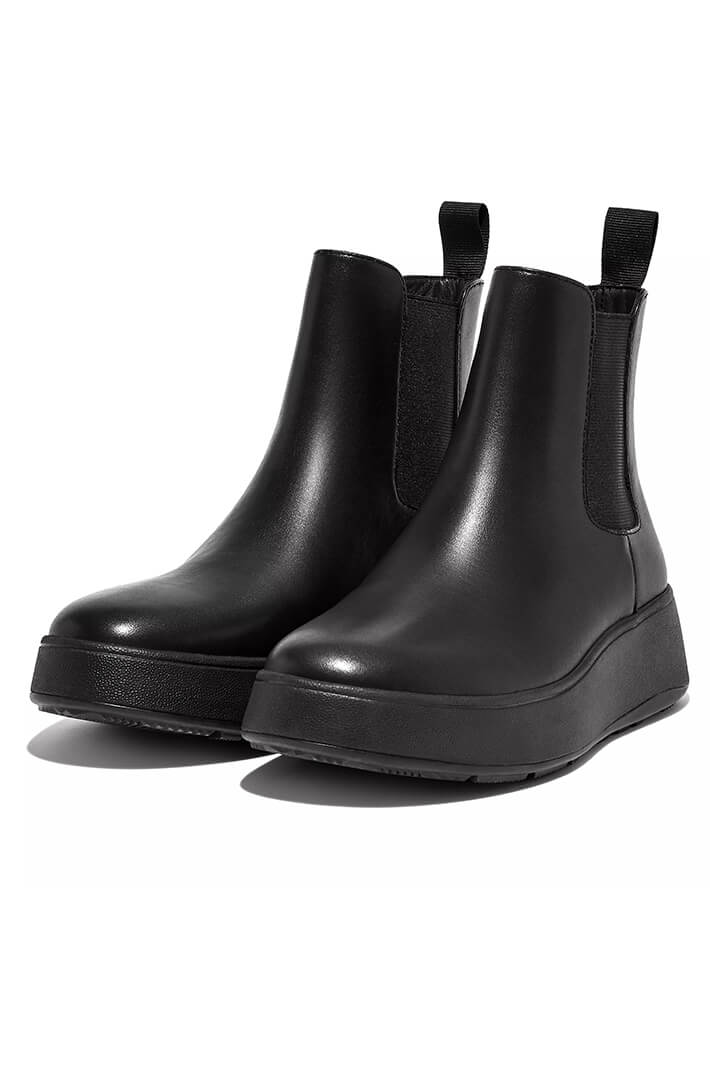 Fitflop F-Mode Leather Flatform Black Chelsea Boot - Dotique