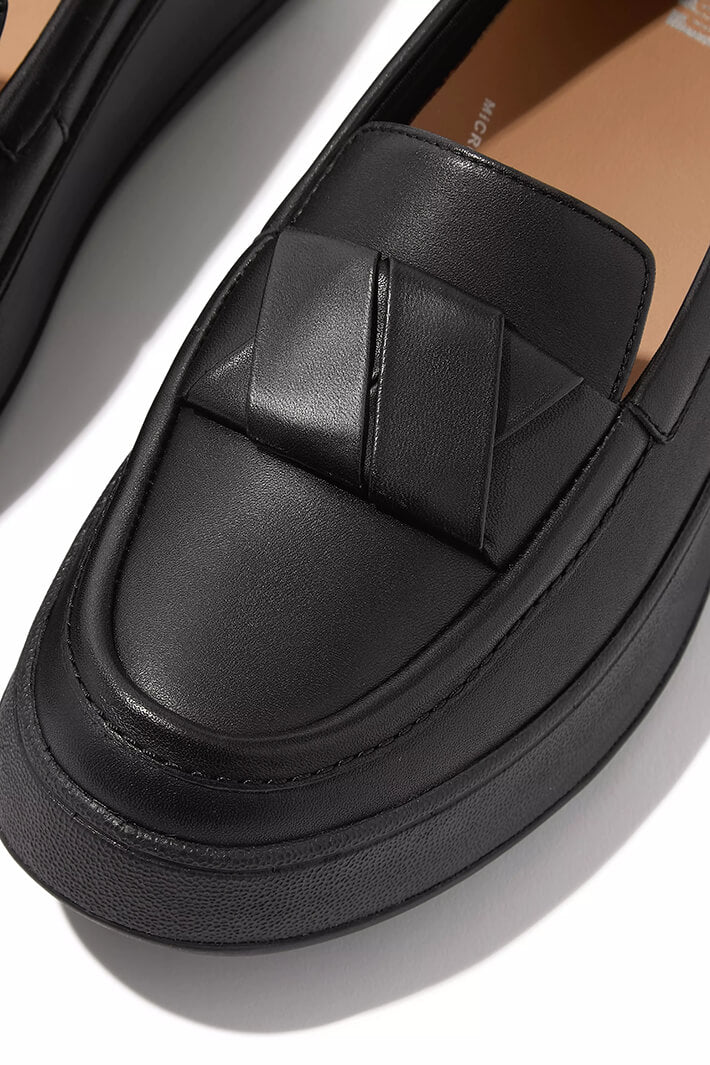 Fitflop F-Mode Leather Flatform Black Penny Loafer