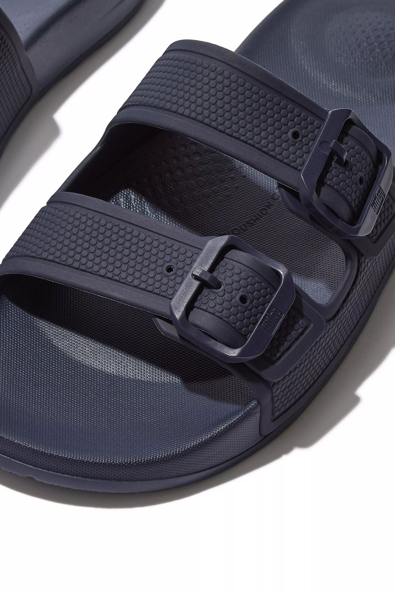 Fitflop Iqushion Midnight Navy Two Bar Buckle Slider - Dotique