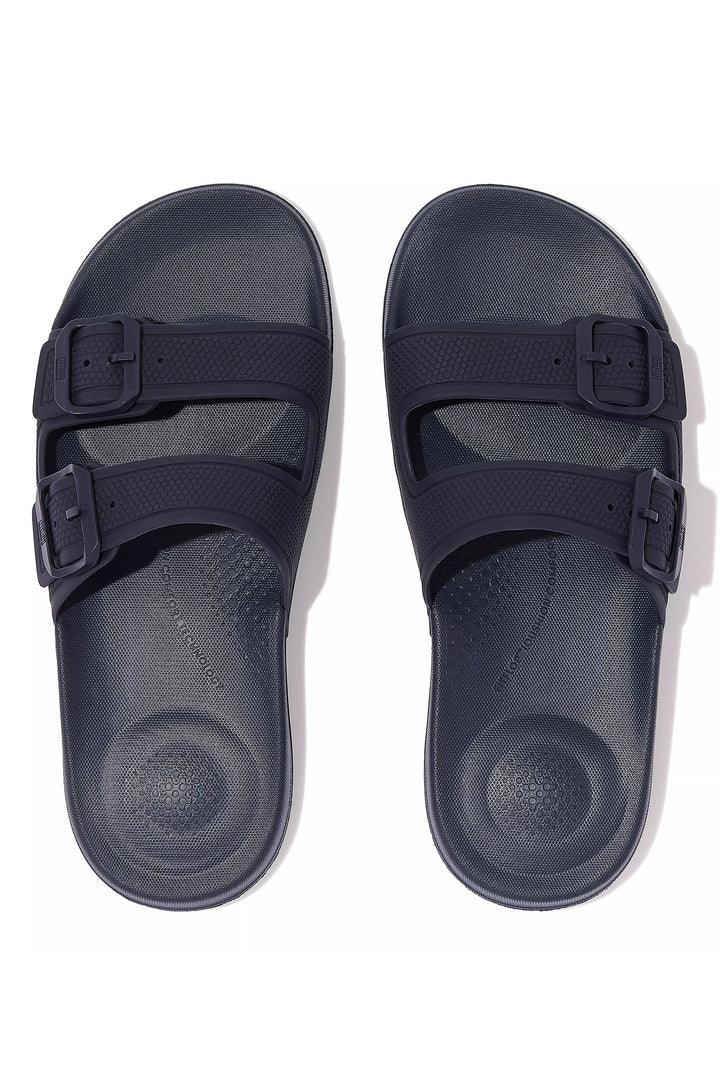 Fitflop Iqushion Midnight Navy Two Bar Buckle Slider - Dotique