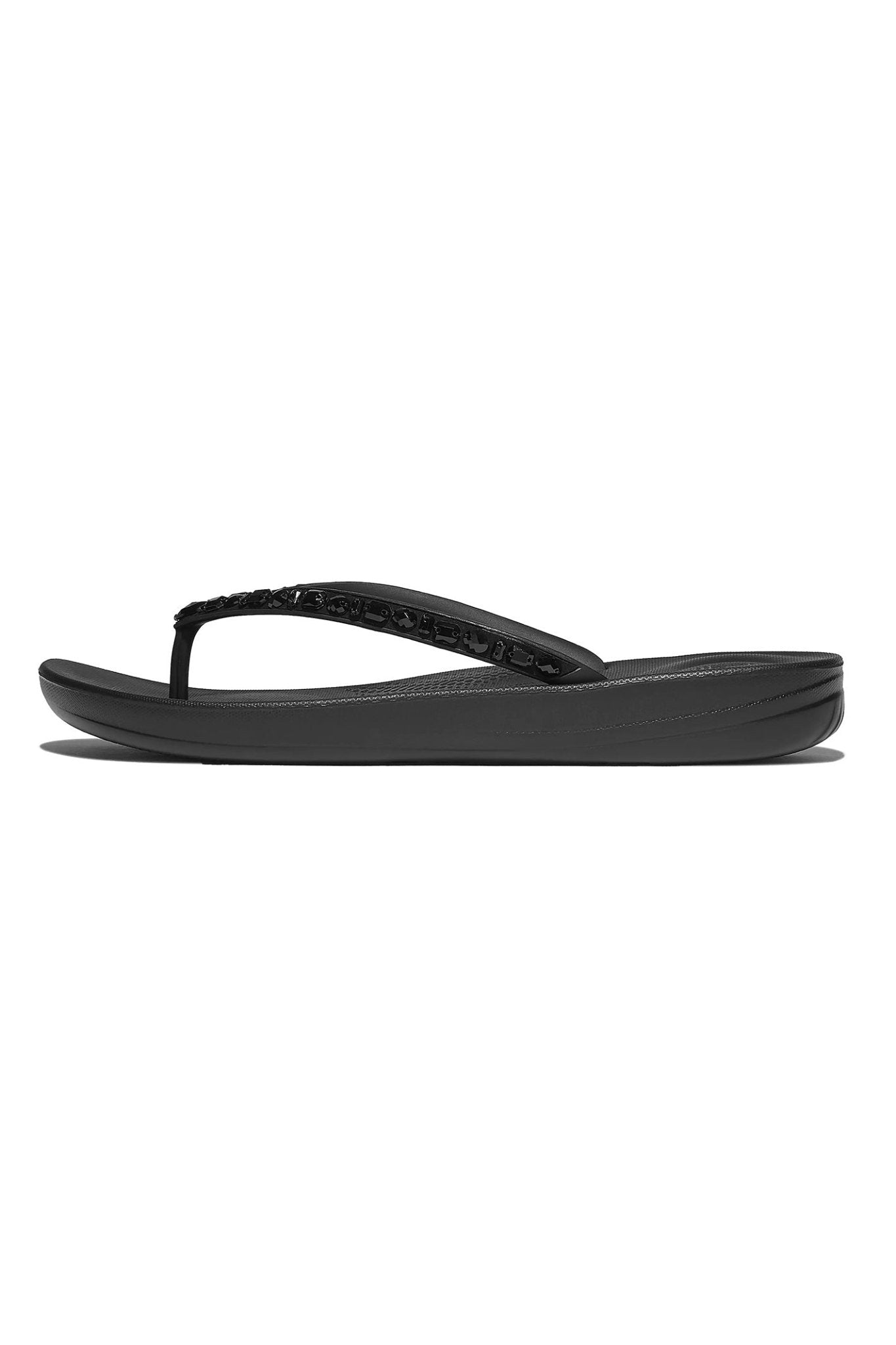Fitflop Iqushion Multi - Crystal Ergonomic Flip - Flops All Black - Dotique