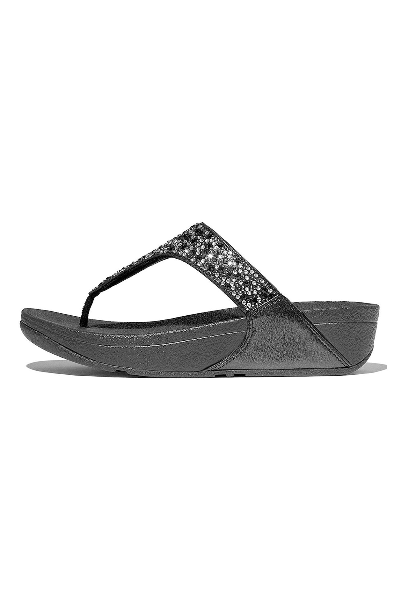 Fitflop Lulu Crystal - Mix Toe - Post Sandals All Black - Dotique