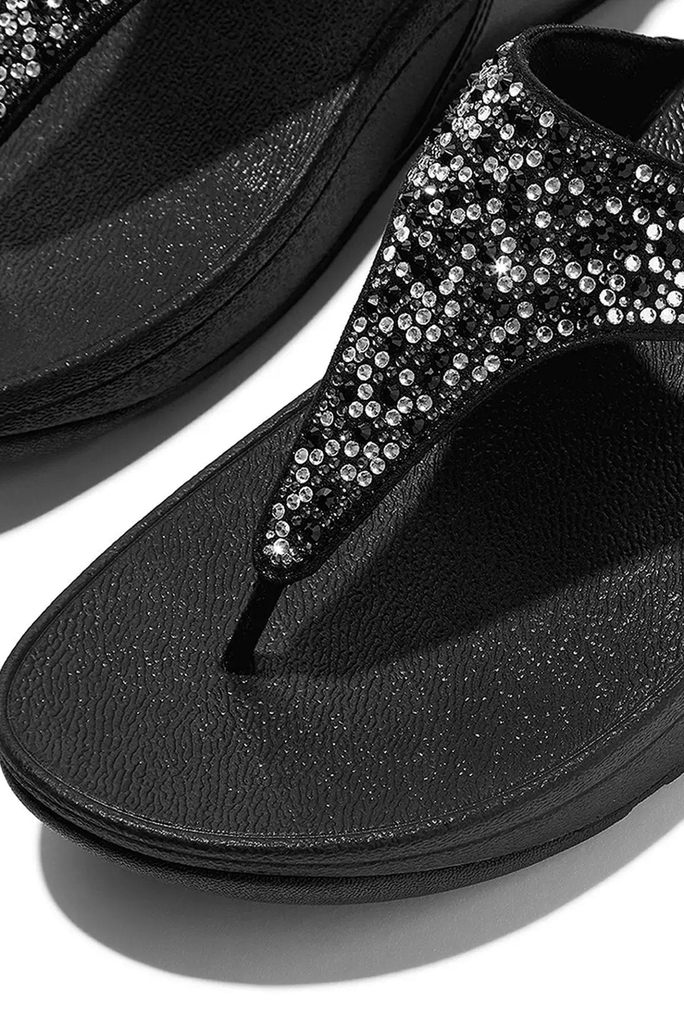 Fitflop Lulu Crystal - Mix Toe - Post Sandals All Black - Dotique
