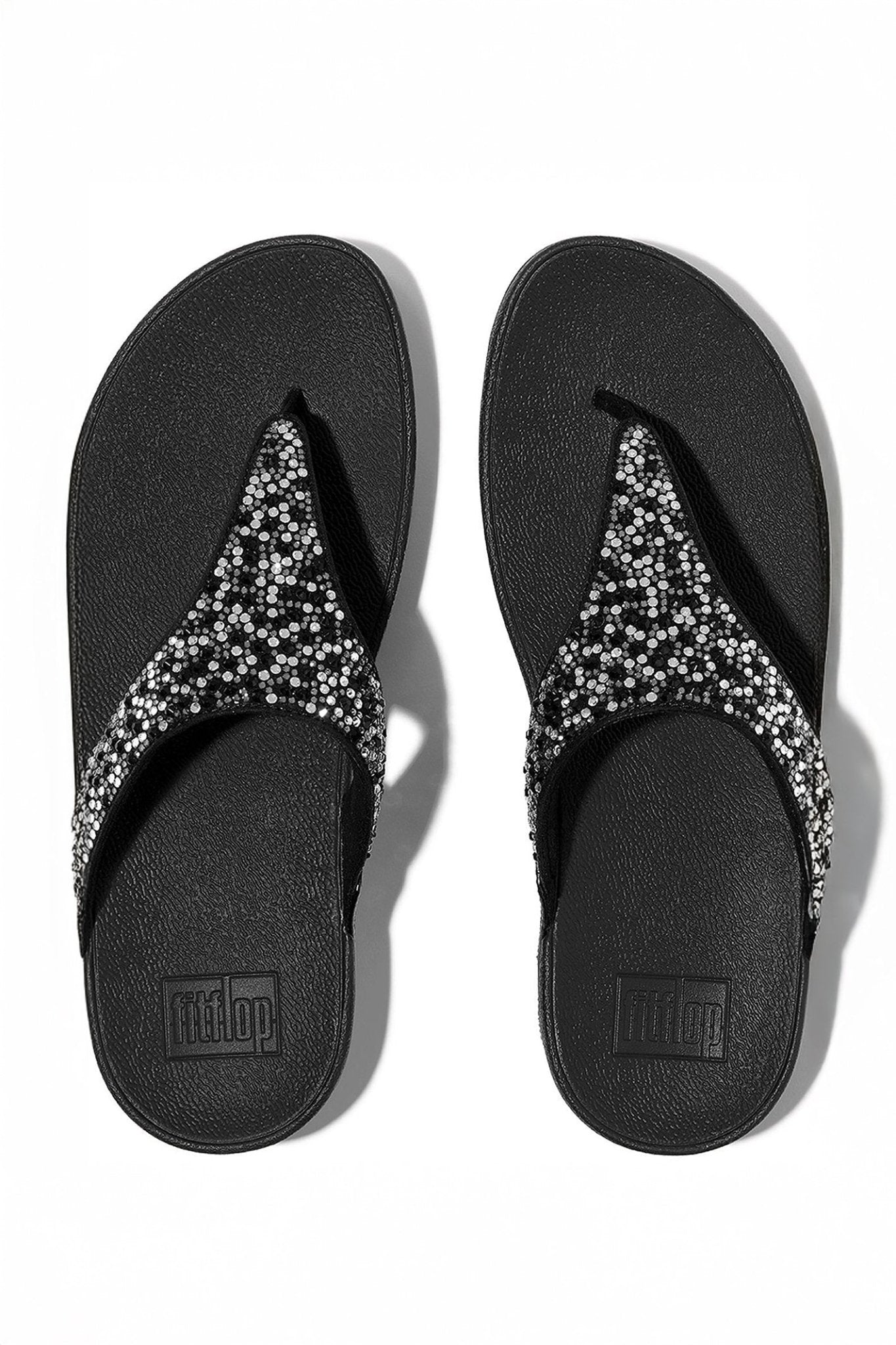 Fitflop Lulu Crystal - Mix Toe - Post Sandals All Black - Dotique