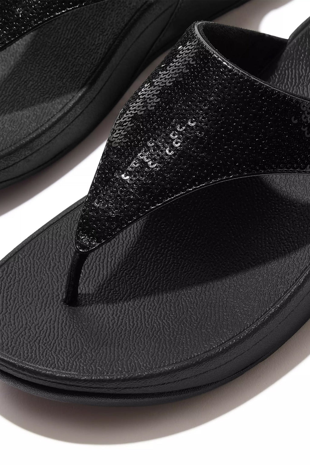 Fitflop LuLu Sequin Toe - Post Sandals All Black - Dotique