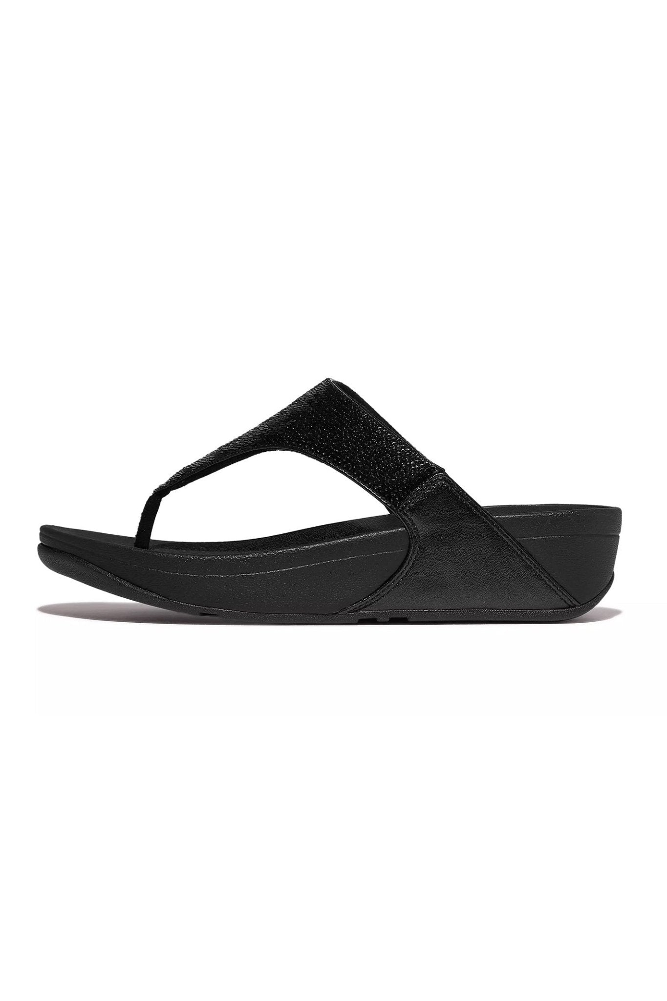 Fitflop LuLu Sequin Toe - Post Sandals All Black - Dotique