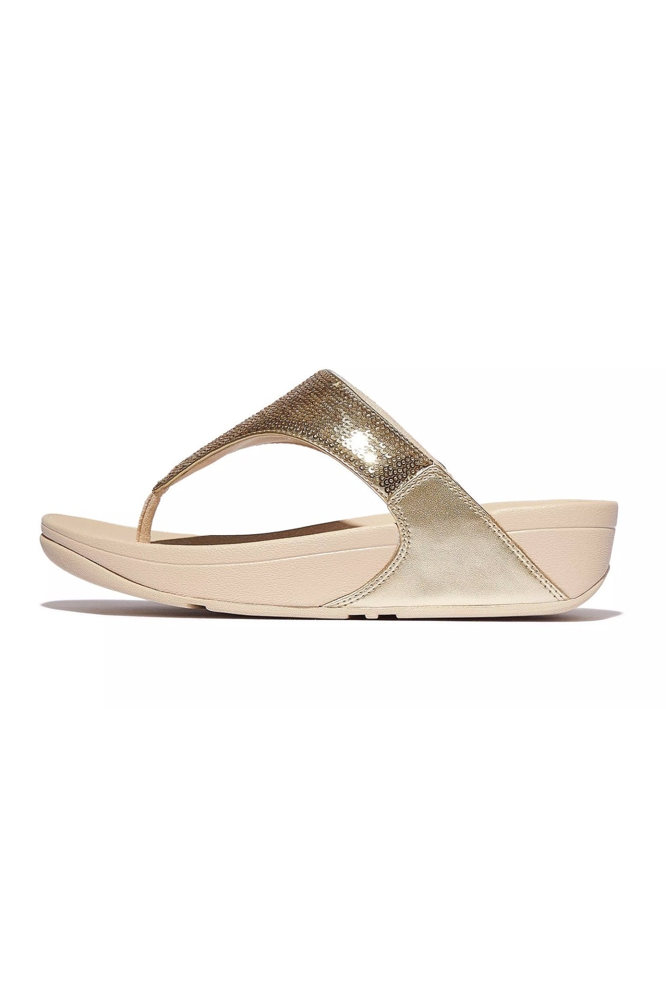 Fitflop LuLu Sequin Toe - Post Sandals Platino - Dotique