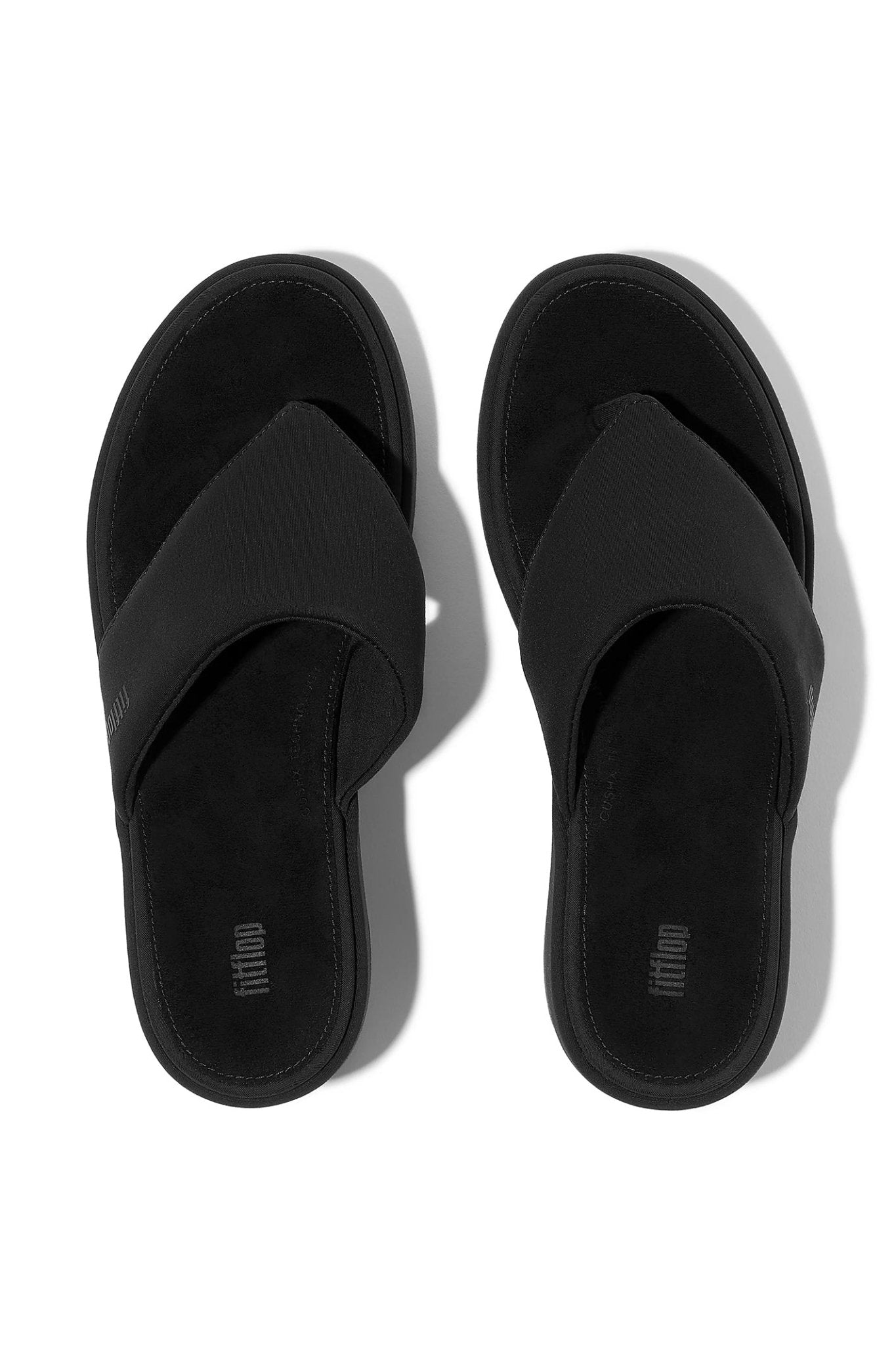 Fitflop Platfforms Wedge Toe-Post Sandals All Black by Fitflop, shop stylish comfort at Dotique.