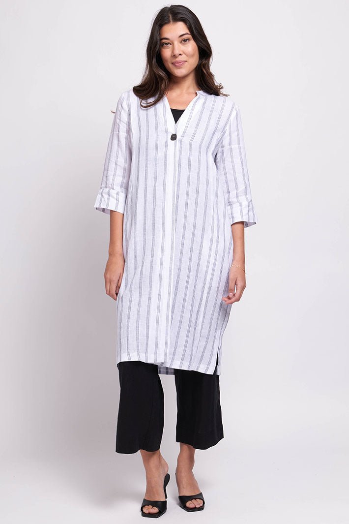 Foil 7456 White Long Shirt - Dotique