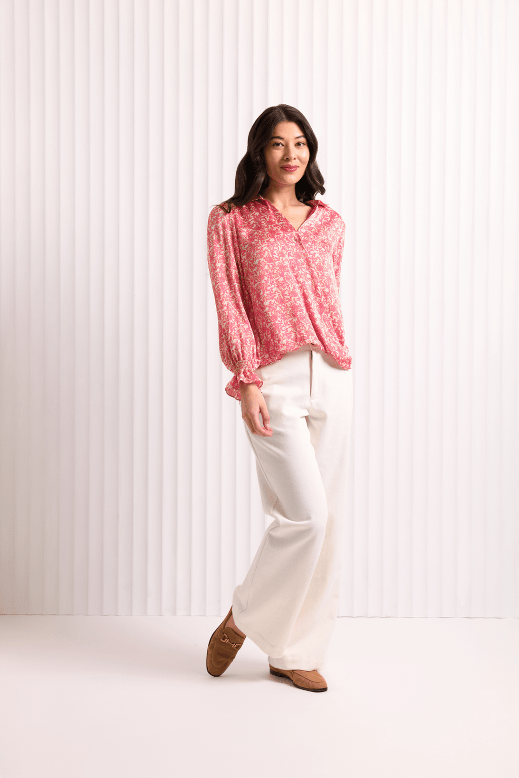 Foil FO7781 Fresh Cut Pink Floral Gala Twist Blouse - Dotique - Foil