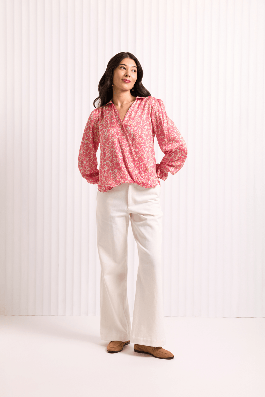 Foil FO7781 Fresh Cut Pink Floral Gala Twist Blouse - Dotique - Foil