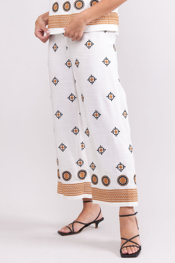 Foil FO7881 Well Crafted Embroidered Linen Trouser - Dotique