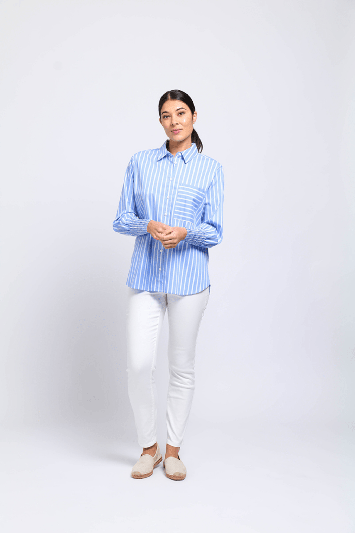 Foil FO7954 Off The Cuff Shirt Blue Stripe Cotton Shirt - Dotique