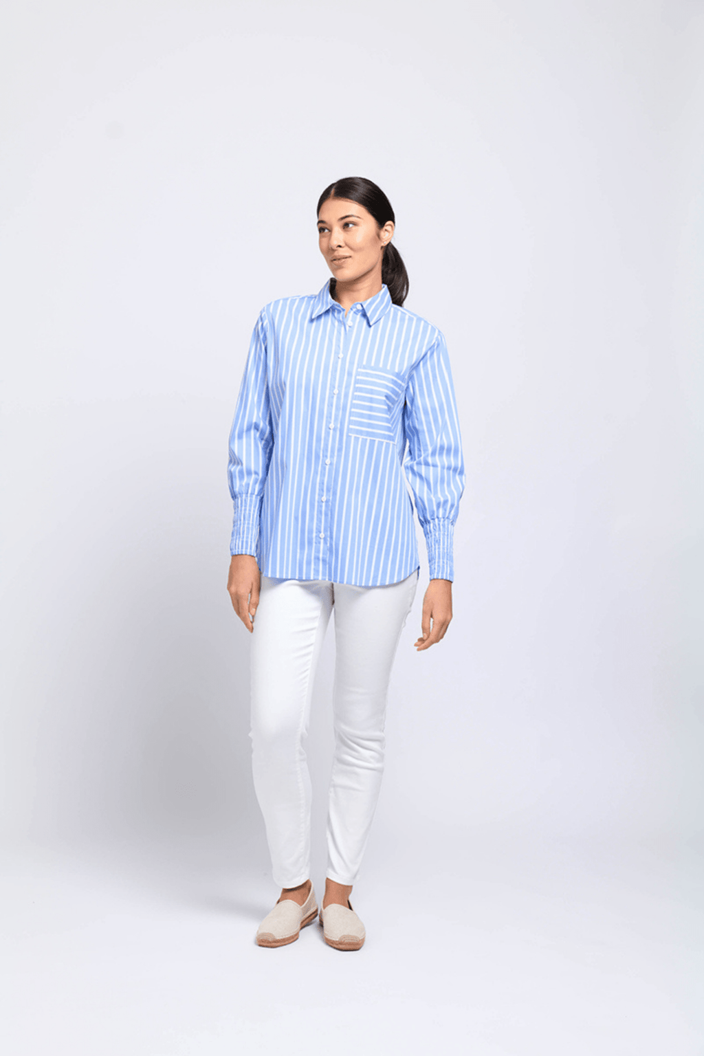 Foil FO7954 Off The Cuff Shirt Blue Stripe Cotton Shirt - Dotique