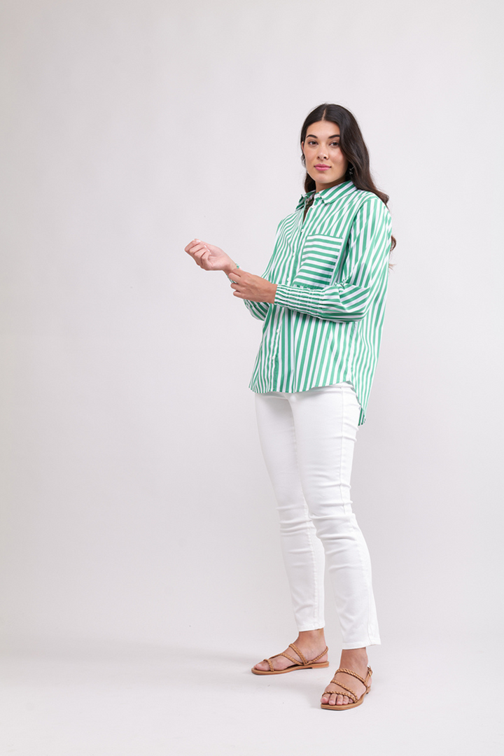 Foil FO7954 Off The Cuff Shirt Green Stripe Cotton Shirt