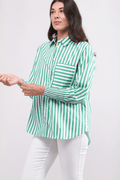 Foil FO7954 Off The Cuff Shirt Green Stripe Cotton Shirt - Dotique