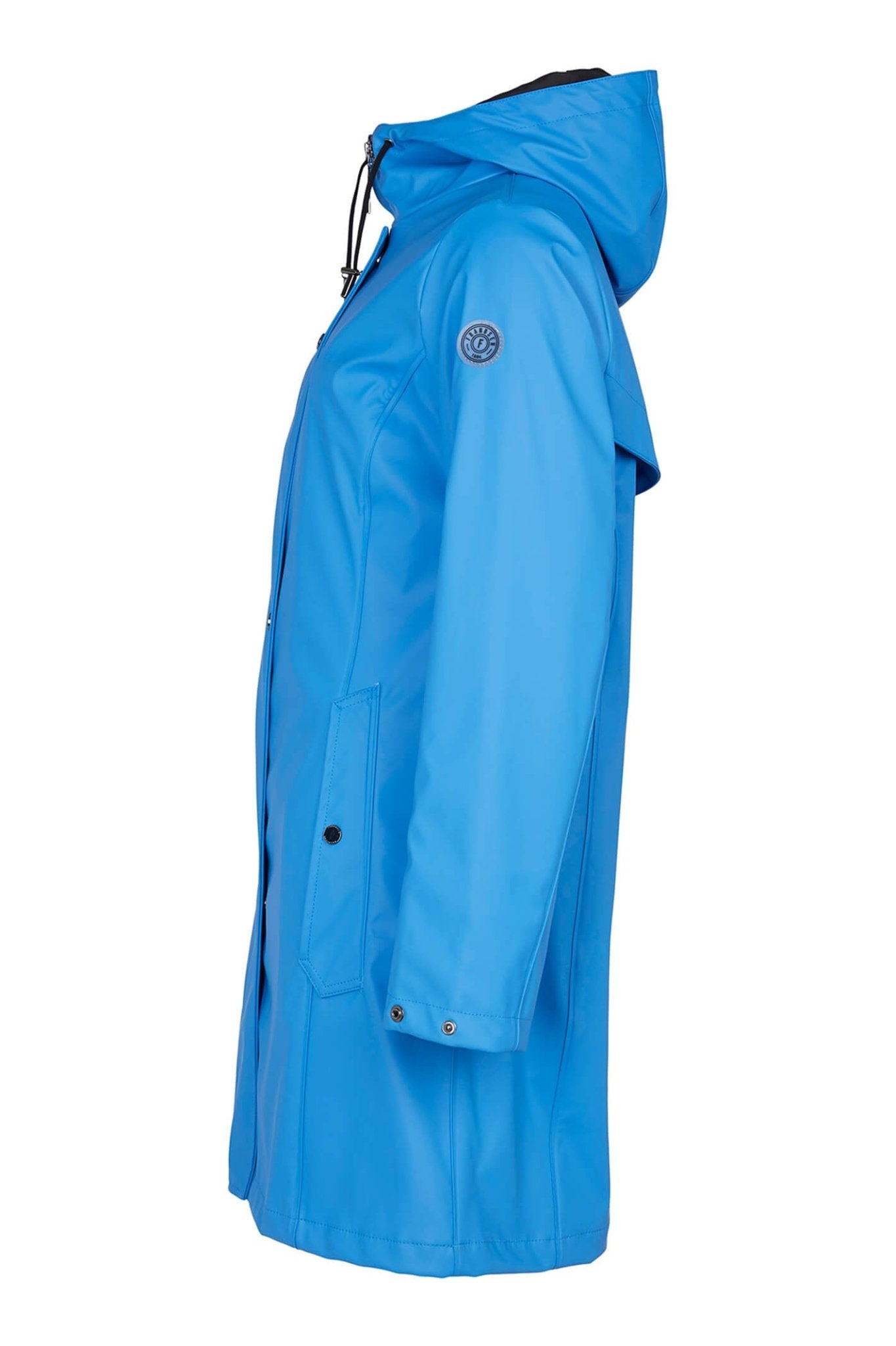 Frandsen 451-245-60 Blue High Neck Raincoat With Hood - Dotique