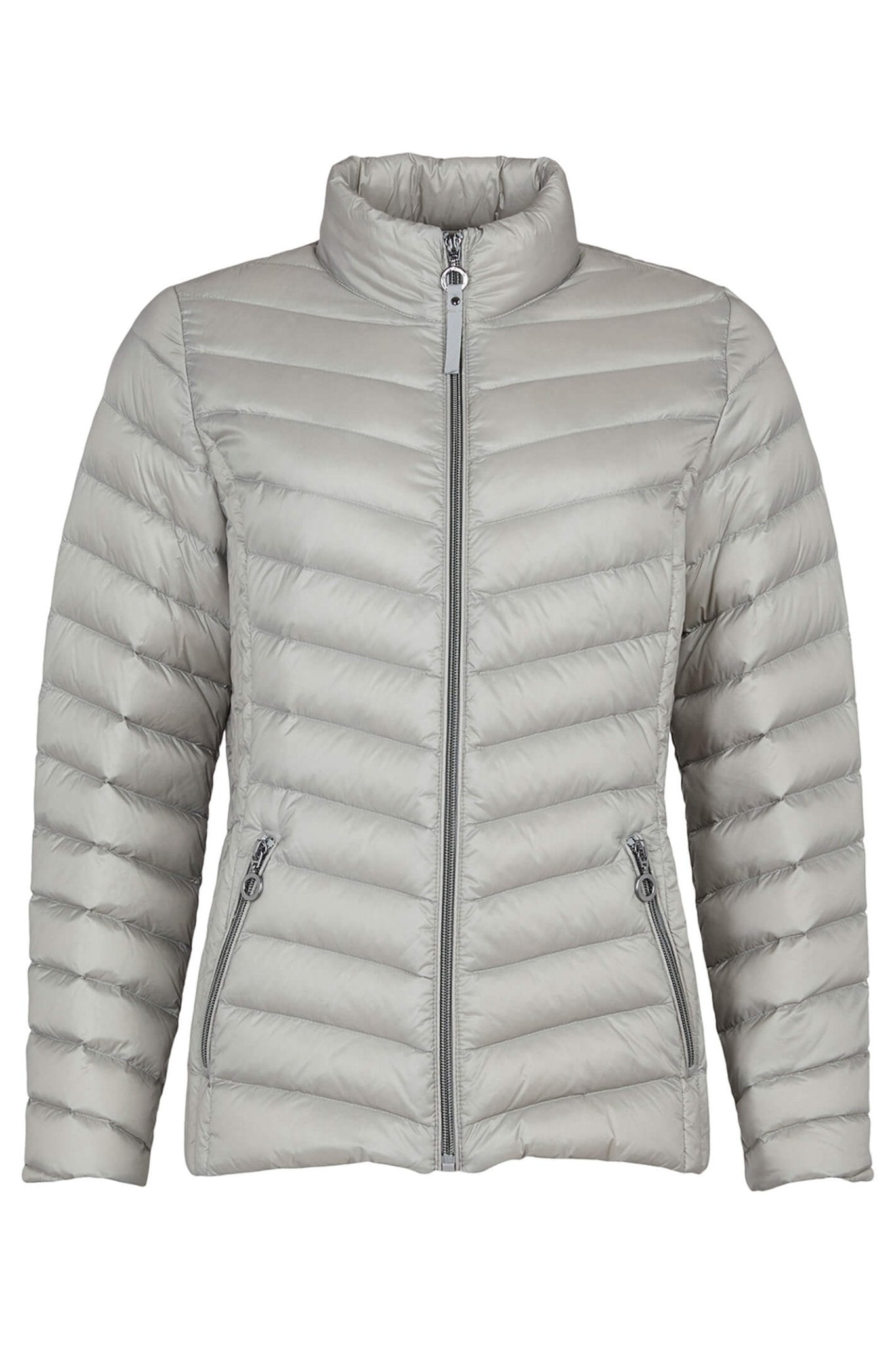 Frandsen 528-588-44 Silver Grey Padded Zip Front Jacket - Dotique